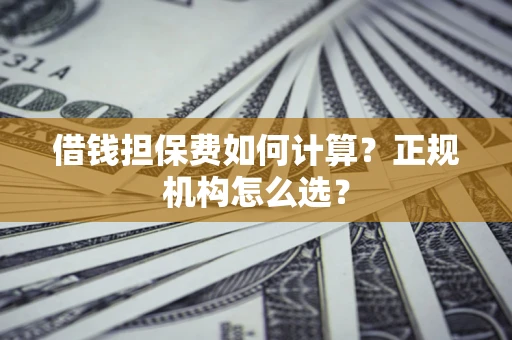武汉借钱担保费如何计算？正规机构怎么选？